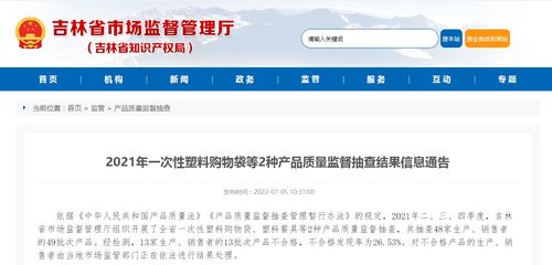 吉林省2021年一次性塑料購物袋及網(wǎng)絡(luò)與信息安全軟件開發(fā)質(zhì)量監(jiān)督抽查結(jié)果通告